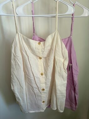 Old Navy Ivory Button-Front Spaghetti Strap Camisole with Lilac Layer